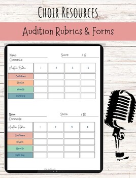 Preview of Choir Audition Rubric & Form | Chorus Resources