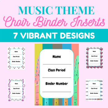 Preview of Choir Binder Covers, Inserts for Middle School- Music Theme
