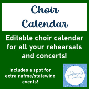 Preview of Choir Calendar Template - Editable