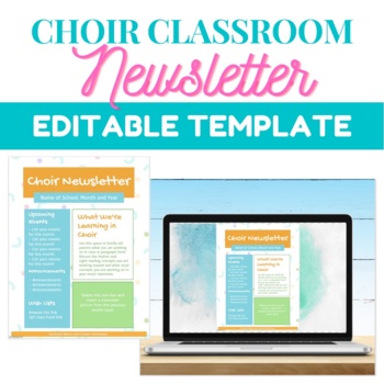 Preview of Choir Classroom Newsletter Editable Template