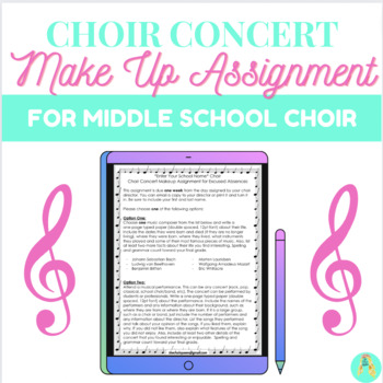 Preview of Choir Concert Makeup Assignment- Middle School Choir
