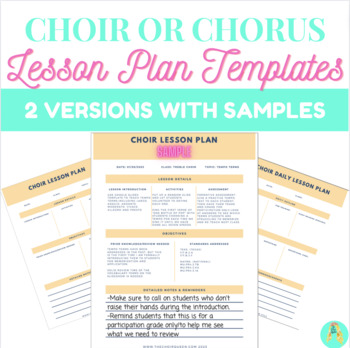 Preview of Choir Lesson Plan Templates | Chorus Lesson Plan Templates