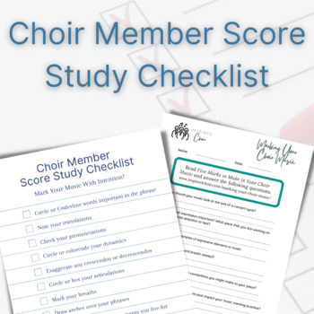 Preview of Choir Member Score Study Checklist