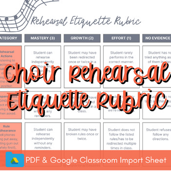 Preview of Choir Rehearsal Etiquette Grading Rubric - PDF & Google Classroom Import Sheet