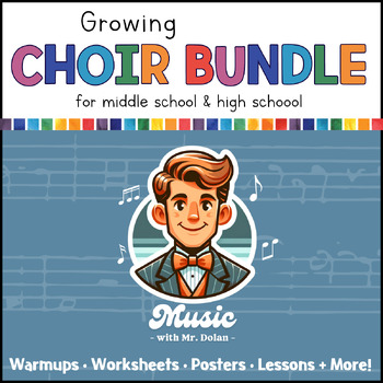 Preview of Choir Resources Growing Bundle [Worksheets, Games, Warmups, Posters, Slideshows]