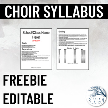 Preview of Choir Rules Syllabus - Commitment Contract & Guidelines for Choir