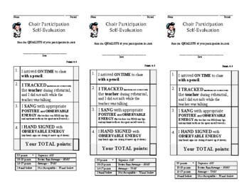 Preview of Choir Self-Evaluation