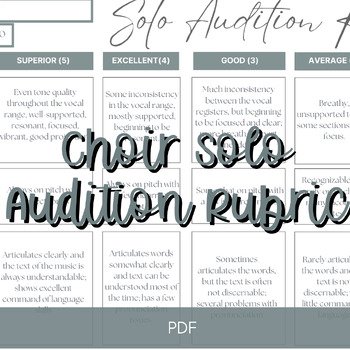 Preview of Choir Solo Audition Rubric - Middle/High School