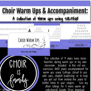 Preview of Choir Warm Ups using Solfege!  Accompaniment and Slides included!