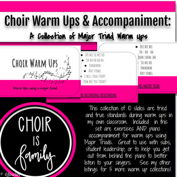Preview of Choir Warm Ups using Triads! Slides and Accompaniment included.