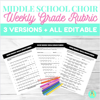 Preview of Choir Weekly Grade Rubric