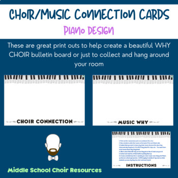 Preview of Choir Why/Connection Card (Piano Design) - Bulletin Board Idea
