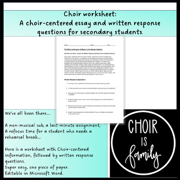 Preview of Choir Writing Assignment:  Performance Audience Etiquette
