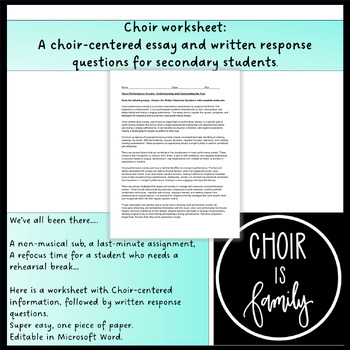 Preview of Choir Writing Assignment:  Understanding the Male Voice Change