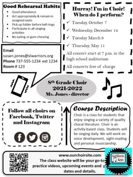 Preview of Choir or Band or General Music Syllabus Template - PowerPoint or Google Slides