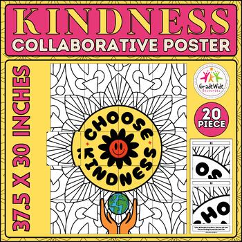 Preview of Kindness Collaborative Coloring Poster | End of Year Activities, Summer Kindness