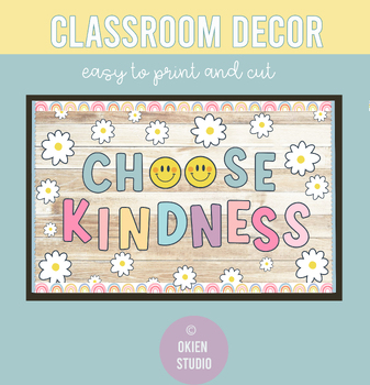 Preview of Choose Kindness Smiley faces Daisy bulletin board design