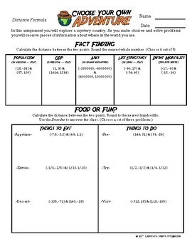 adventure math worksheet distance formula russia by