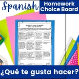 Choose Your Spanish Homework: ¿Qué te gusta hacer?