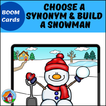 Preview of Choose a Synonym and Build a Snowman BOOM™ Cards