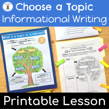 Preview of Choose a Topic and Subtopics for Informational Writing Printable Lesson