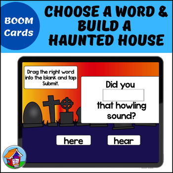 Preview of Choose a Word and Build a Haunted House BOOM Cards