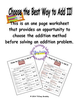 Preview of Choose the Best Way to Add II! Choose Use a Double, Make A Ten, or just Count On