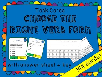 Preview of Choose the right verb form TASK CARDS