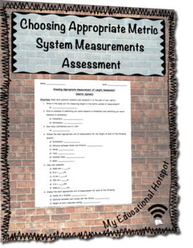 Preview of Choosing Appropriate Measurement of Length Assessment  (Metric System)