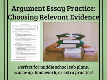 Preview of Choosing Relevant Evidence: Argument Essay Practice: