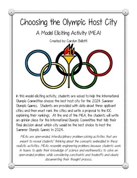 Preview of Choosing a Host City for the Olympic Games MEA (Model Eliciting Activity)