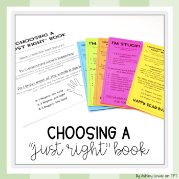 Preview of Choosing a Just Right Book- Poster & Student Bookmarks