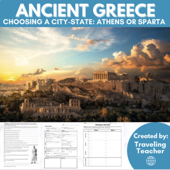 Preview of Choosing an Ancient Greek City-State: Athens or Sparta: Reading & Comprehension