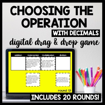 Preview of Identifying Operations in Decimal Word Problems Sort, One Step All 4 Operations