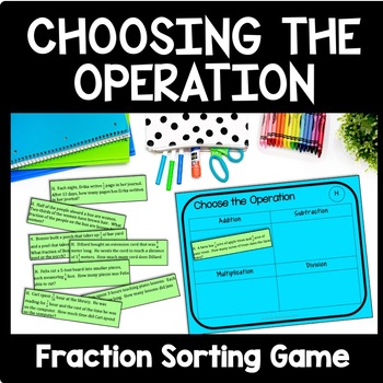 Preview of Operations with Fractions Vocabulary Hands on Activity, 5th Grade Word Problem