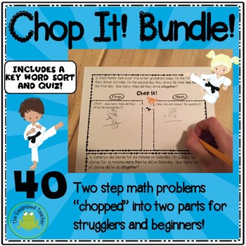 Preview of Two Step Word Problems Chopped in Two Parts for Strugglers- BUNDLE!