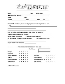 audition form chorus Middle Form The Pay by Teachers Choral Musical   Audition