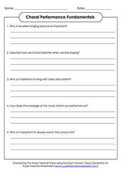 Preview of Choral Music Fundamentals- A Short Answer Assessment for Chorus! ONLINE,VIRTUAL