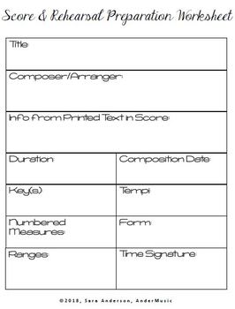 Preview of Choral Score Prep Worksheet