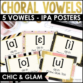 Preview of Choral Vowel Sounds IPA Posters for Choir - Chic & Glam Music Classroom Decor