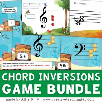 Preview of Chord Inversions BUNDLE | Piano Boom Cards Music Centers Band Activities