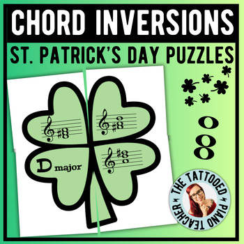 Preview of Chord Inversions Puzzles - St. Patrick's Day Music Theory Triads for Piano