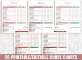 Chore Chart Printable, 20 Responsibility Chore Chart for K