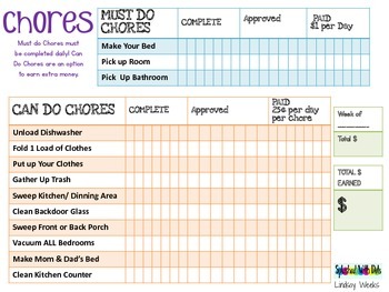 Preview of Chore Chart for Kids