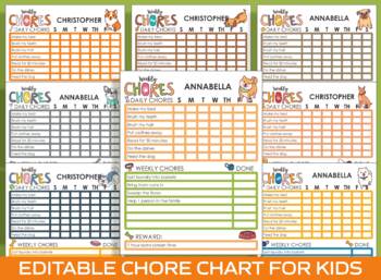 Preview of Chore Chart for Kids - Dog, Puppy, Pet, Printable/Editable Chore Chart for Kids