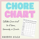 Chore Chart for Kids- Honor your Parents