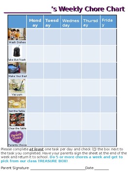 Editable Chore Chart