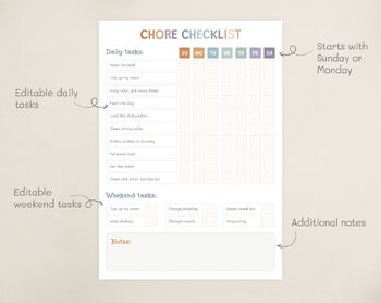 Preview of Chore Checklist for Kids / Printable Visual Chore Chart