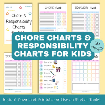 Preview of Chore and Responsibility Charts for Kids