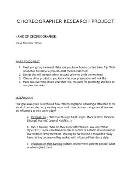 Preview of Choreographer Research Project